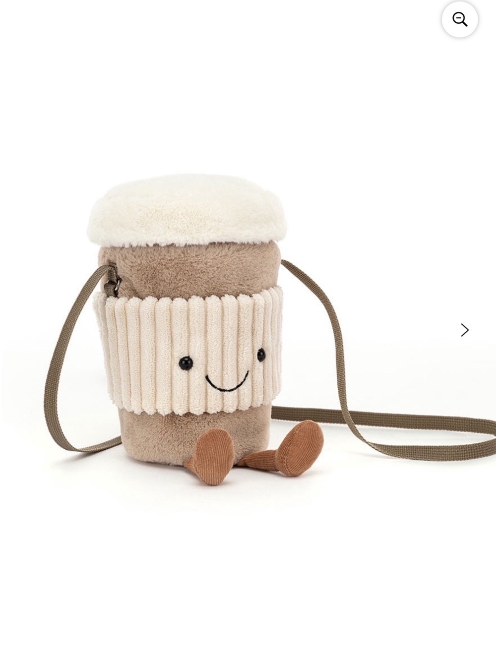 Jellycat Cream and Brown Plush Coffee Cup Crossbody Bag